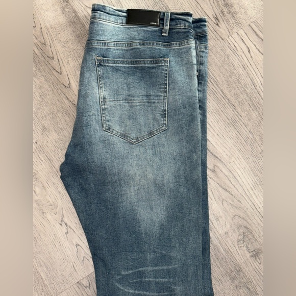 AMIRI Blue Distressed Slim Straight Jeans - Picture 3 of 3